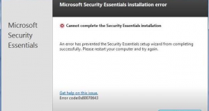 0x80070643 in Microsoft Security Essentials