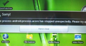 The process android.process.acore has stopped unexpectedly