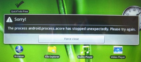 The process android.process.acore has stopped unexpectedly