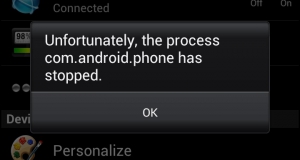 Unfortunately the process com.android.phone has stopped