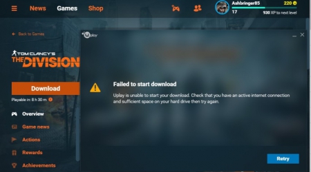 Failed to start download Tom Clancy’s The Division